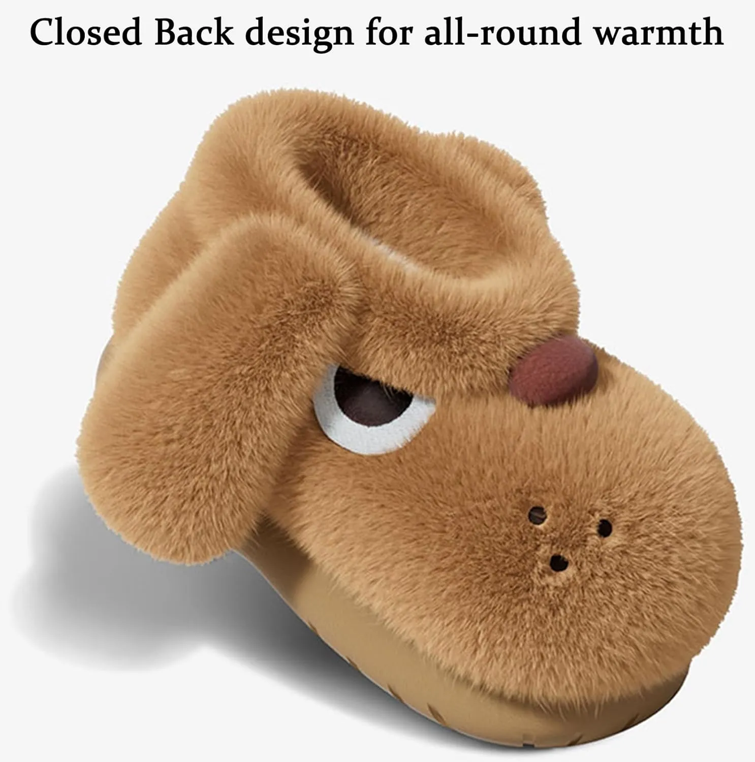 ChayChax Women’s Funny Dog Slippers Closed Back Plush Warm House Shoes Cozy Novelty Slip On Bootie Slipper