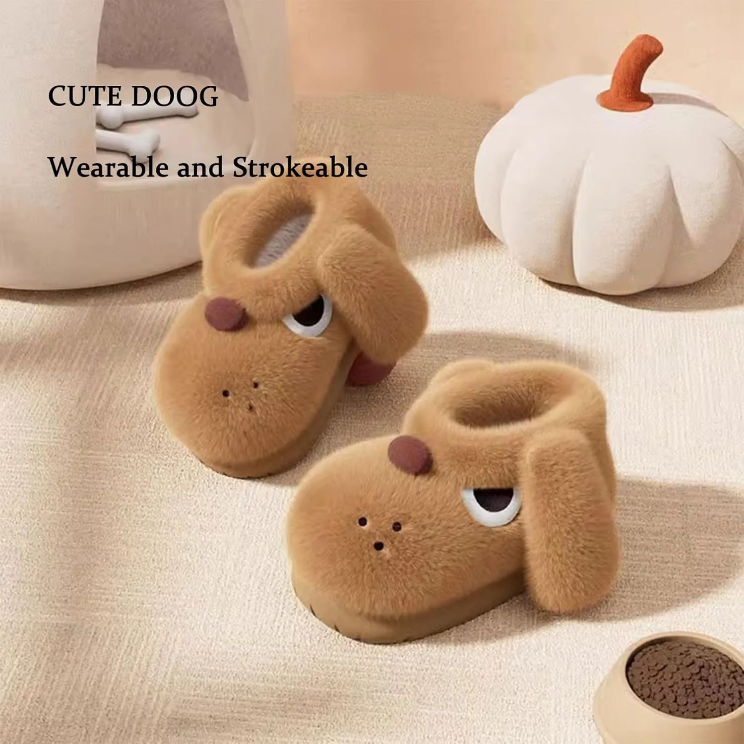 ChayChax Women’s Funny Dog Slippers Closed Back Plush Warm House Shoes Cozy Novelty Slip On Bootie Slipper