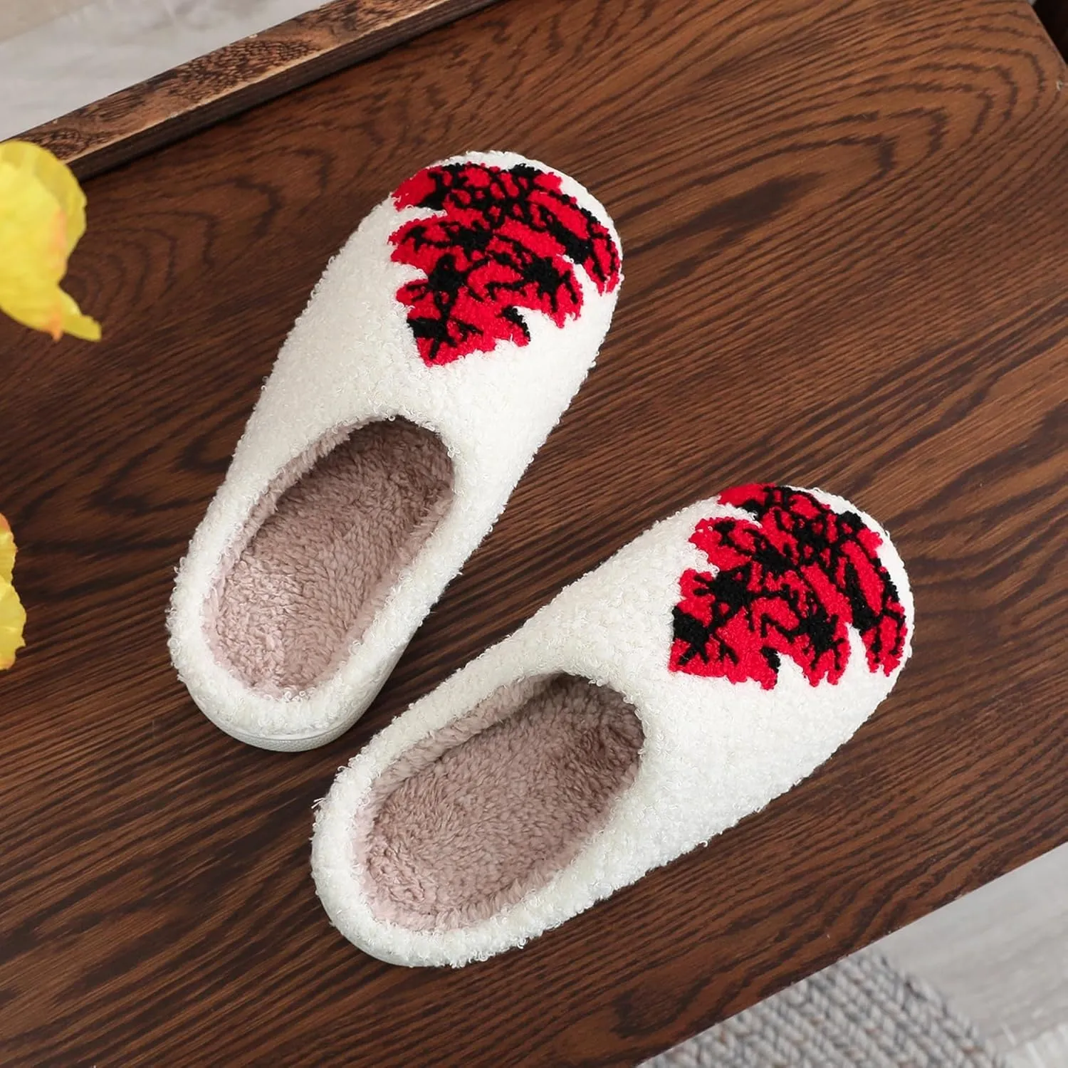 Christmas Gingerbread Man Fuzzy Slippers for Women and Men - Winter Warm House Couple Shoes - Cozy Indoor Home Bedroom Slippers