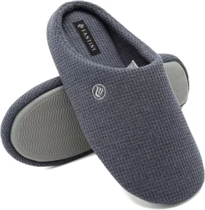 CIOR Unisex Men's and Women's Memory Foam Slippers Comfort Knitted Cotton-blend Closed Toe House Shoes Indoor Scuff -U118WMT002-blue-40-M-36.37
