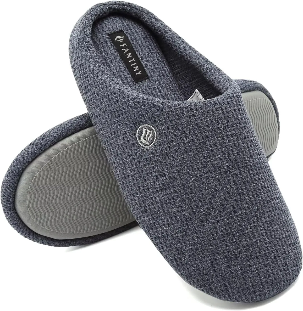 CIOR Unisex Men's and Women's Memory Foam Slippers Comfort Knitted Cotton-blend Closed Toe House Shoes Indoor Scuff -U118WMT002-blue-40-M-36.37