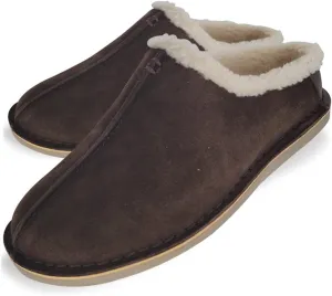 Clarks Men's Suede Leather Clog Slippers With Faux Shearling Collar , JMS0572,Indoor/Outdoor Low Open Back Slip-Ons, Dk. Brown, 10 UK