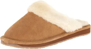 Clarks Womens Open Back Suede Leather Comfort Clog Slipper JMS0583C - Plush Faux Fur Trim - Indoor Outdoor House Slippers For Women (7 M US, Cinnamon)