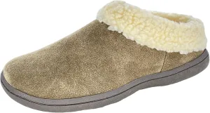 Clarks Womens Slipper Suede Leather With Faux Sherpa Collar JMH1894 - Plush Memory Foam Footbed - Indoor Outdoor House Slippers For Women