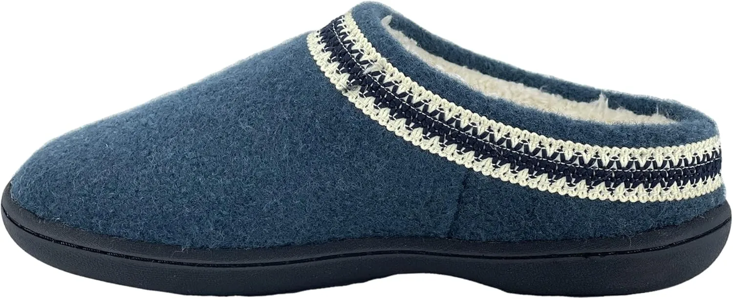 Clarks Womens Wool Felt Clog Slippers JMH1319T - Warm Cozy Plush Faux Fur Lined - Indoor Outdoor House Slipper for Women