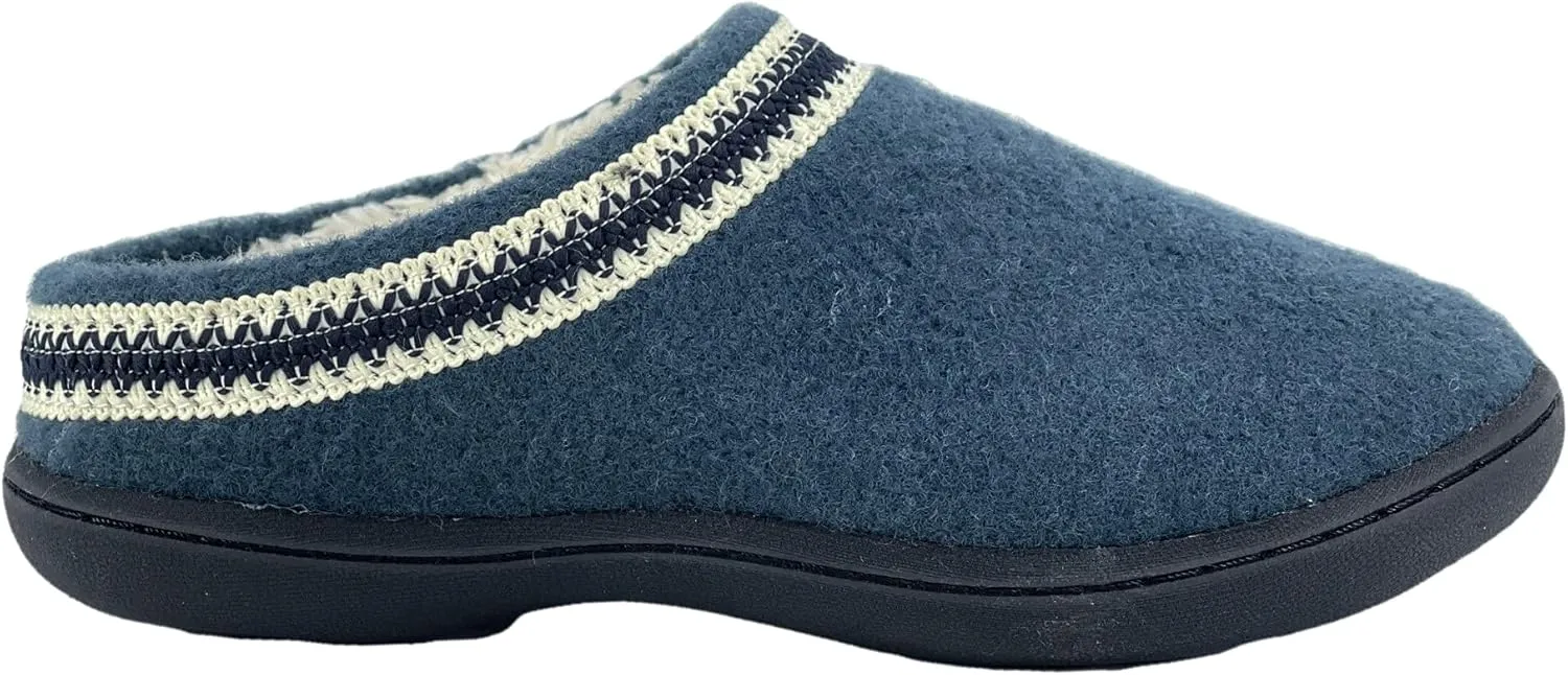 Clarks Womens Wool Felt Clog Slippers JMH1319T - Warm Cozy Plush Faux Fur Lined - Indoor Outdoor House Slipper for Women