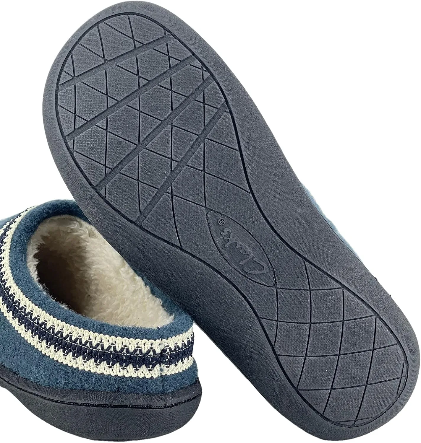 Clarks Womens Wool Felt Clog Slippers JMH1319T - Warm Cozy Plush Faux Fur Lined - Indoor Outdoor House Slipper for Women