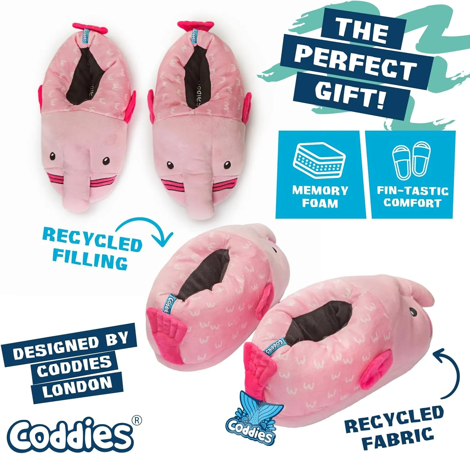 Coddies Blobfish Slippers | Funny Fish Gift, Plush Anti-Skid Grip | For Men, Women & Kids