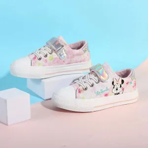 Cosplay Anime Minnie Mouse Canvas Shoes Cute Cartoon Children's Sneaker Shoes Students Velcro Adult White Casual Walking Shoes