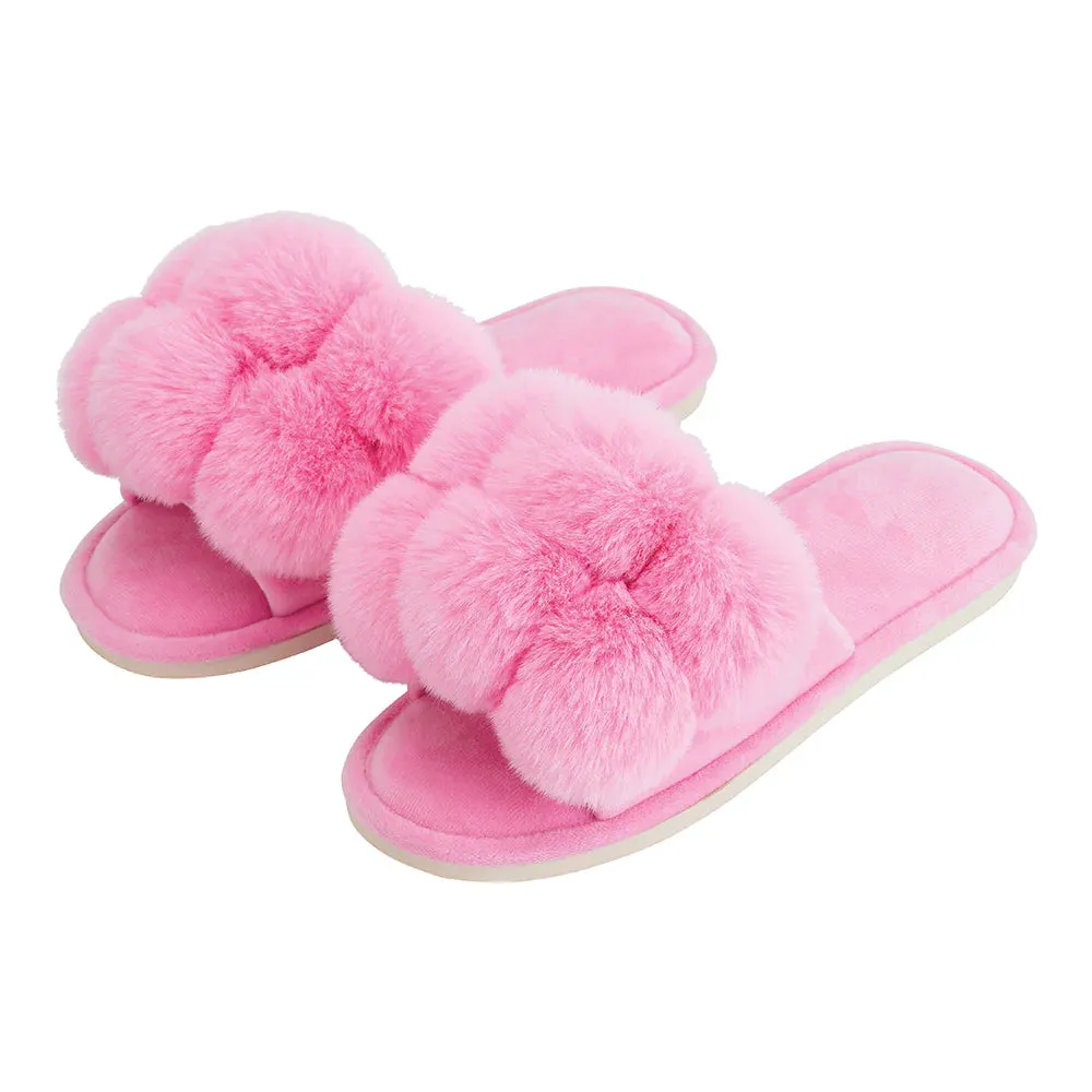 Cosy Luxe Pom Pom Slippers Candy Medium