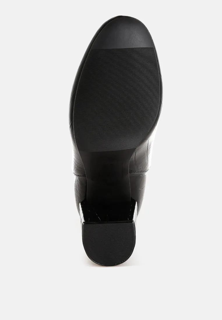 Croc Textured Block Heeled Chelsea Boots By RUW