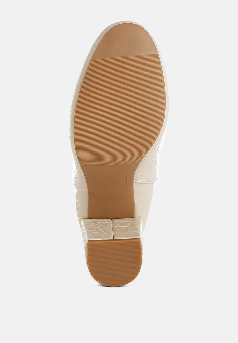 Croc Textured Block Heeled Chelsea Boots By RUW