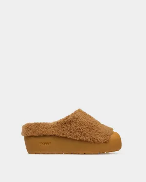 Curling Collection Mule in Camel Shearling