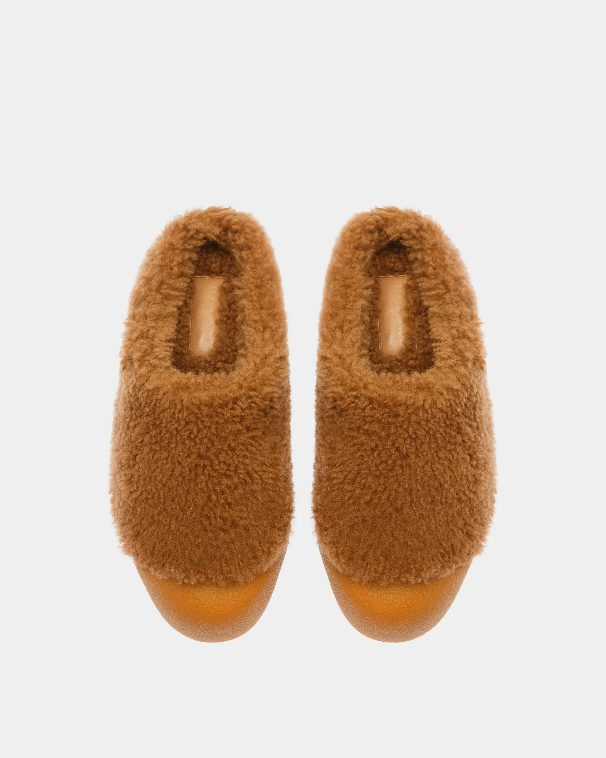 Curling Collection Mule in Camel Shearling