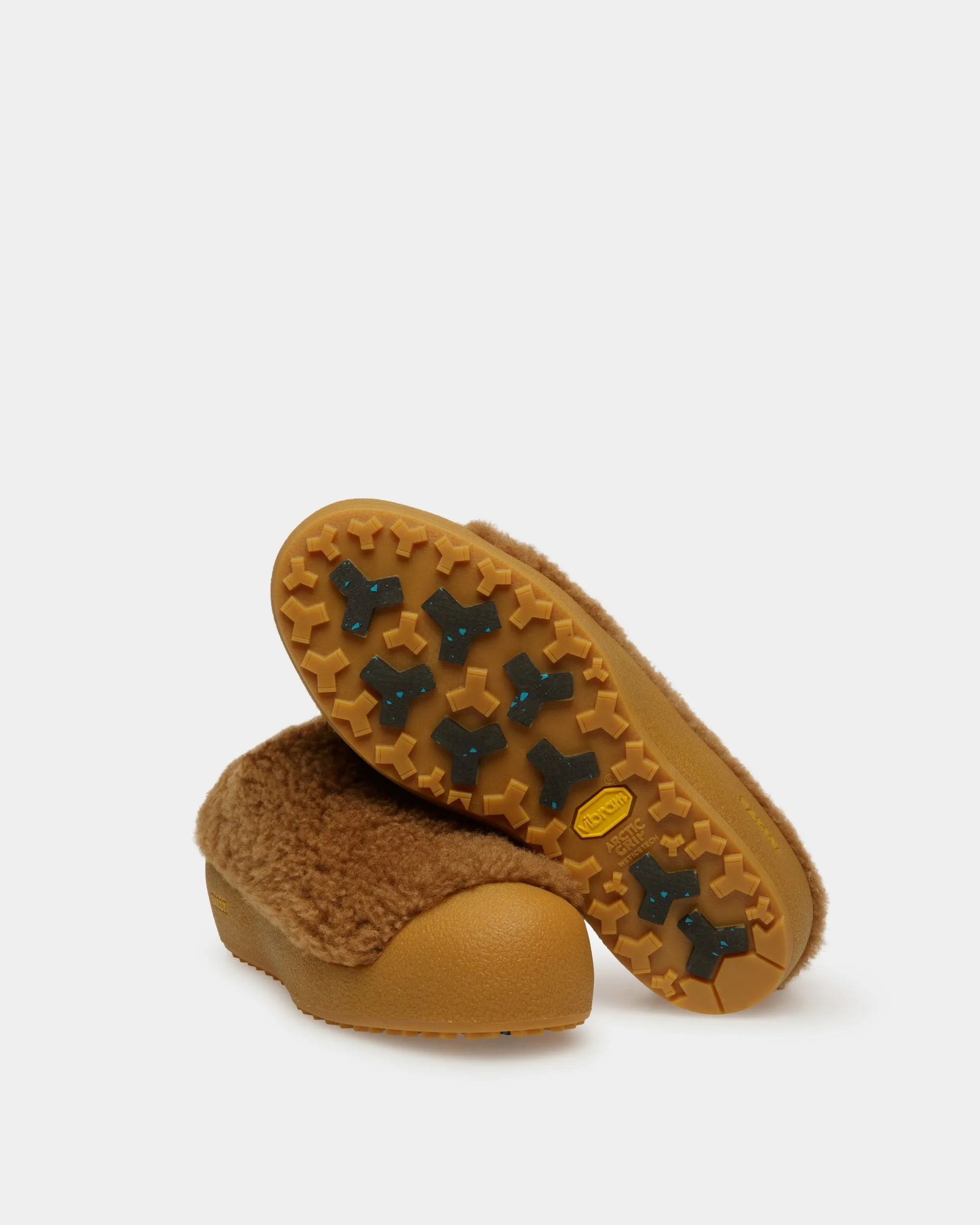 Curling Collection Mule in Camel Shearling
