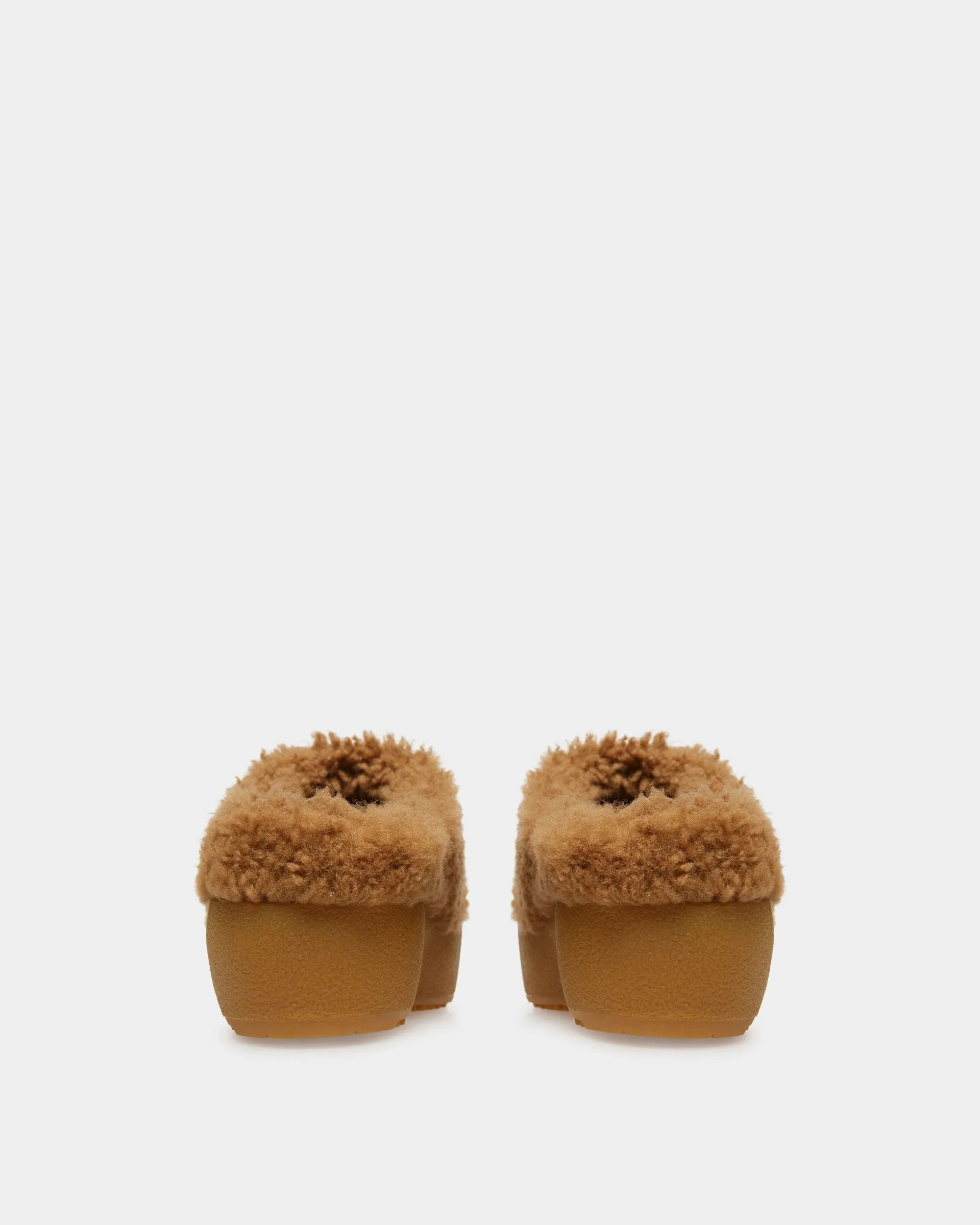Curling Collection Mule in Camel Shearling
