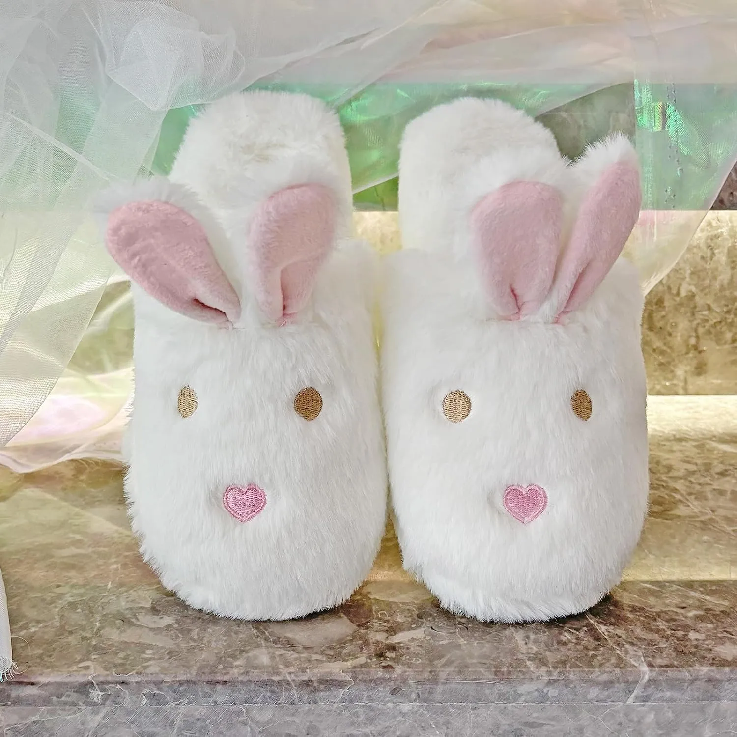 Cute Animal Slipper for women Cozy Memory Foam House Slippers Plush Fleece Lining Soft Comfy Non-Slip Sole Indoor Cat Dog Bunny Slippers