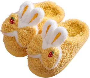 Cute Bunny Ear Girls Plush House Slippers Rabbit Fluffy Slippers, Kids Cute Animal Slippers Faux Fur Slip-on Shoes Memory Foam House Slipper Indoor Warm Plush Animal Shoes