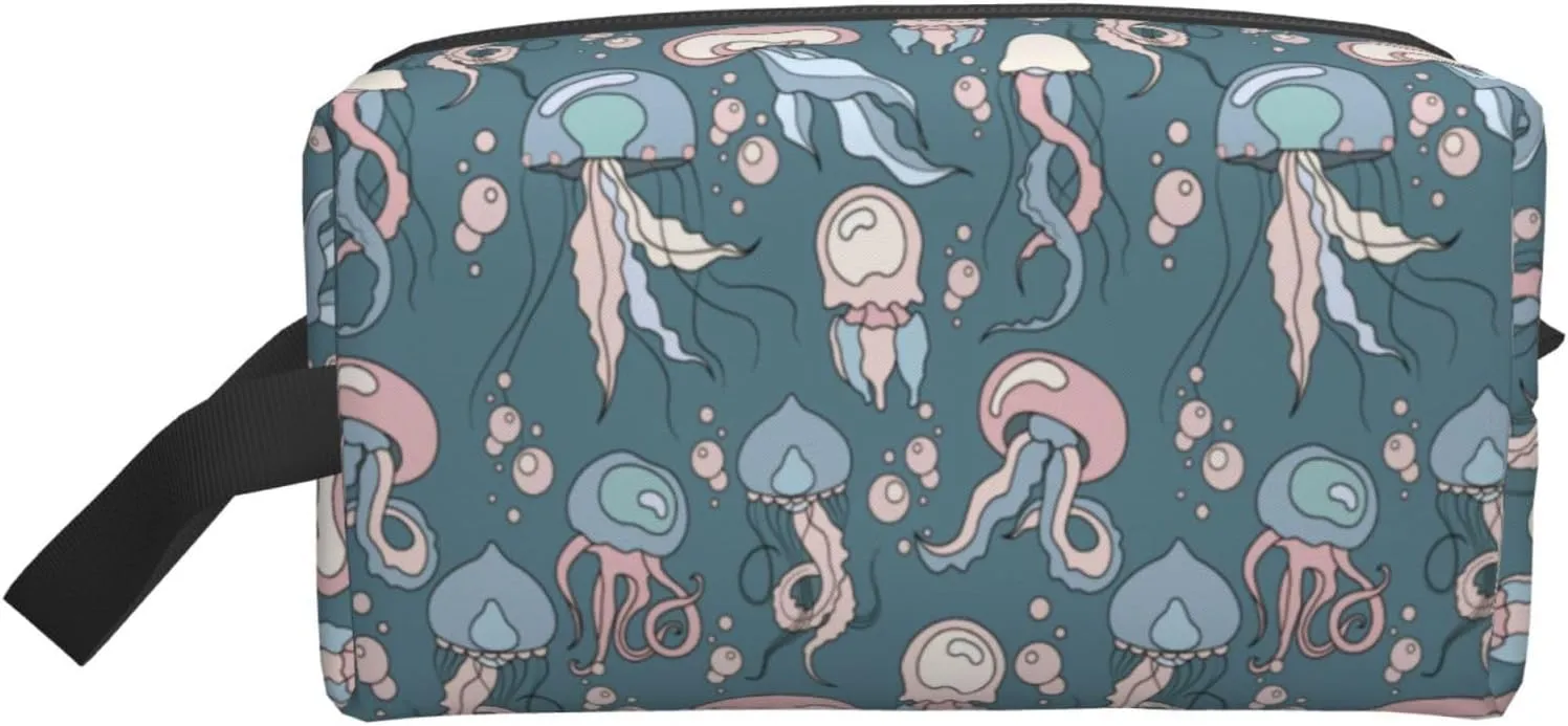 Cute Jellyfish Travel Toiletry Bag for Men Women Waterproof Hanging Dopp Kit Wash Bags Lightweight Shaving Bag Portable Cosmetic Makeup Bag with Handle for Shower Toiletries Accessories