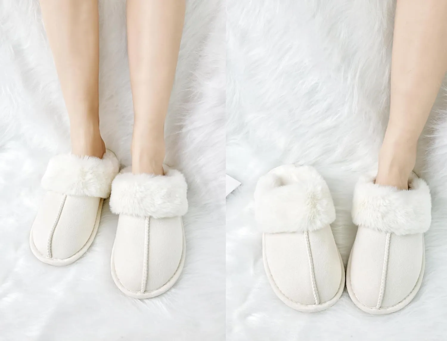 DCLTD Fluffy House Slippers for Women Men Bedroom Shoes Cozy Warm Slip on Indoor and Outdoor Winter Platform Shoes Super Soft Cloud Slippers Christmas Gifts