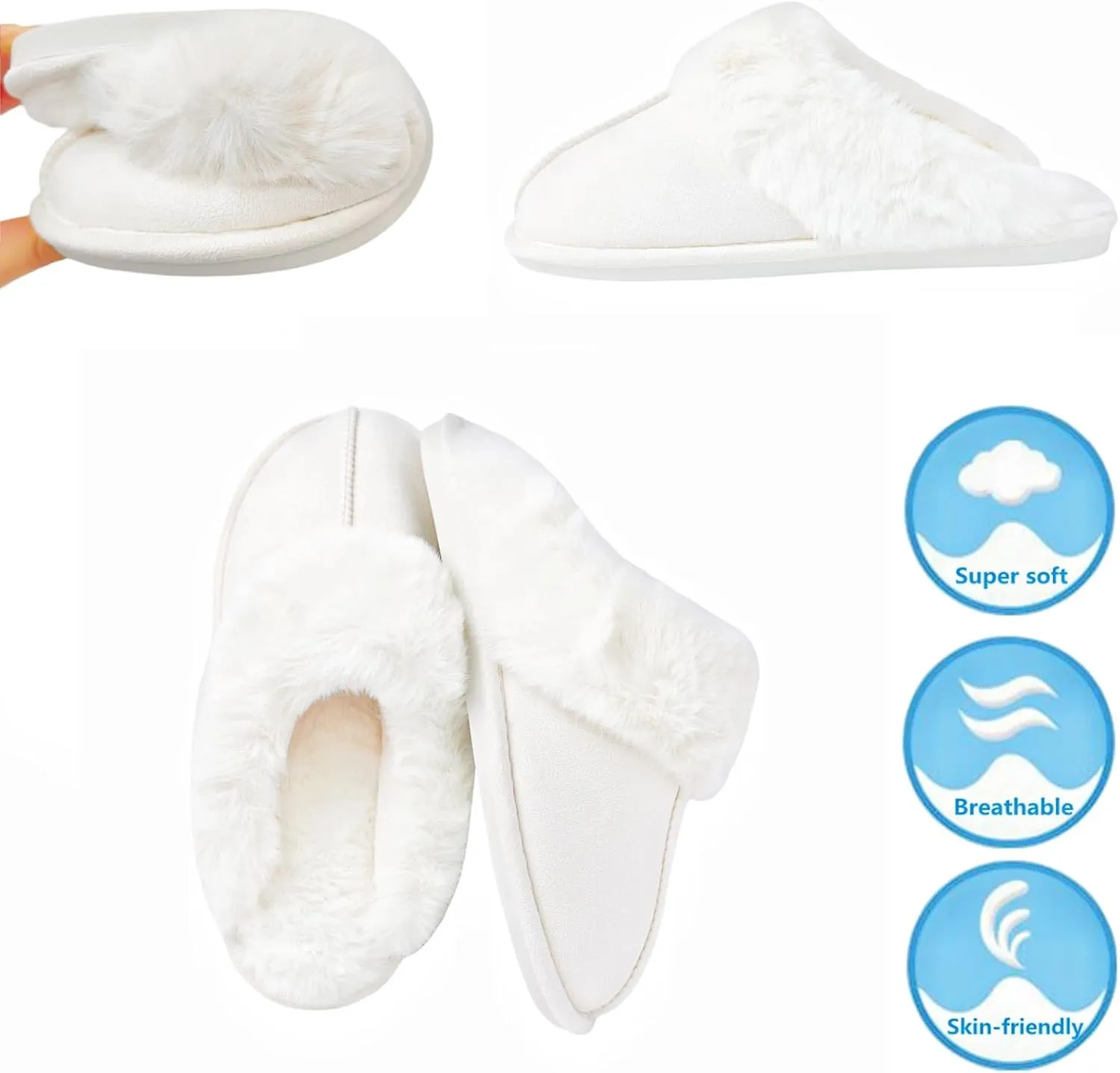 DCLTD Fluffy House Slippers for Women Men Bedroom Shoes Cozy Warm Slip on Indoor and Outdoor Winter Platform Shoes Super Soft Cloud Slippers Christmas Gifts