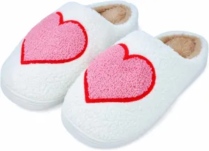 DCLTD Valentine's Heart Slippers - Plush Memory Foam House Shoes with Non-Slip Sole, Unisex Warm Gifts for Women/Men