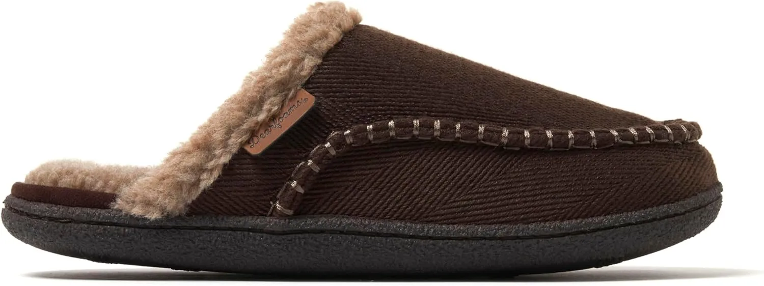 Dearfoams Men's Matthew Moc Toe Scuff Indoor Outdoor House Shoe Slipper
