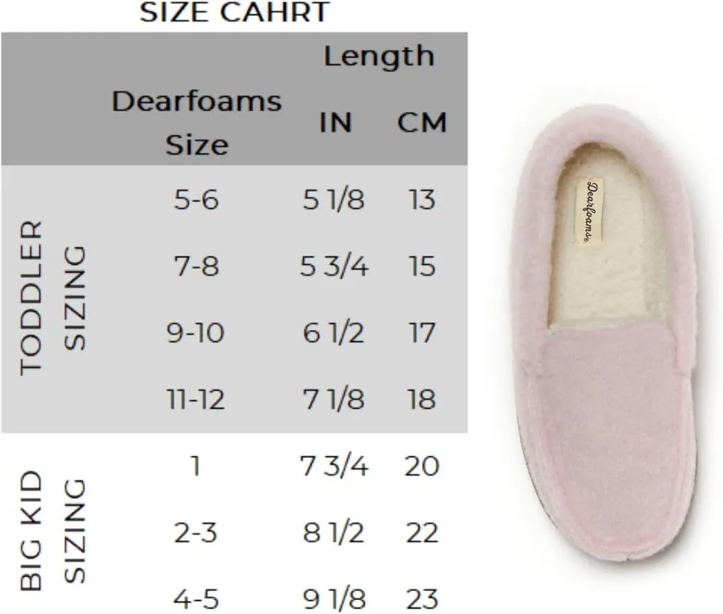 Dearfoams Unisex-Child Gifts for Kids Memory Foam Cozy Amari Moccasin Slipper