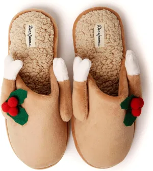 Dearfoams unisex-child Matching Family Holiday Christmas Reindeer & Turkey Scuff