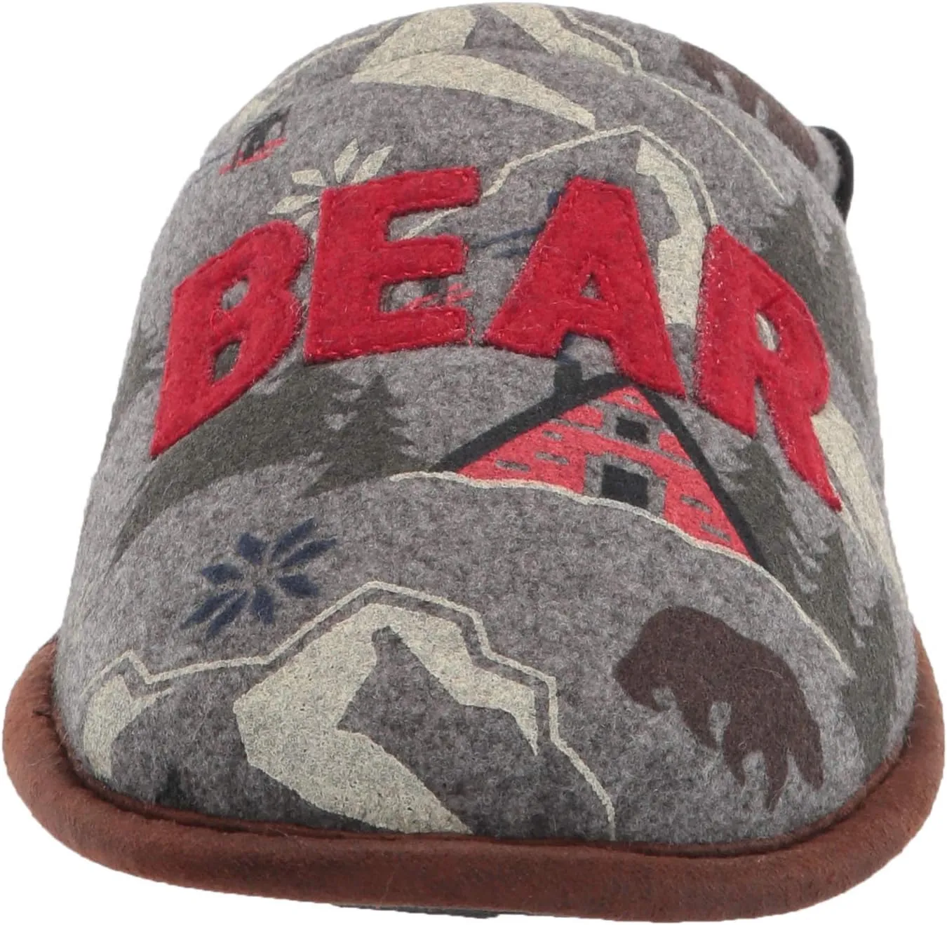 Dearfoams Women's Alpine Print Family Mood Bear Scuff Slipper