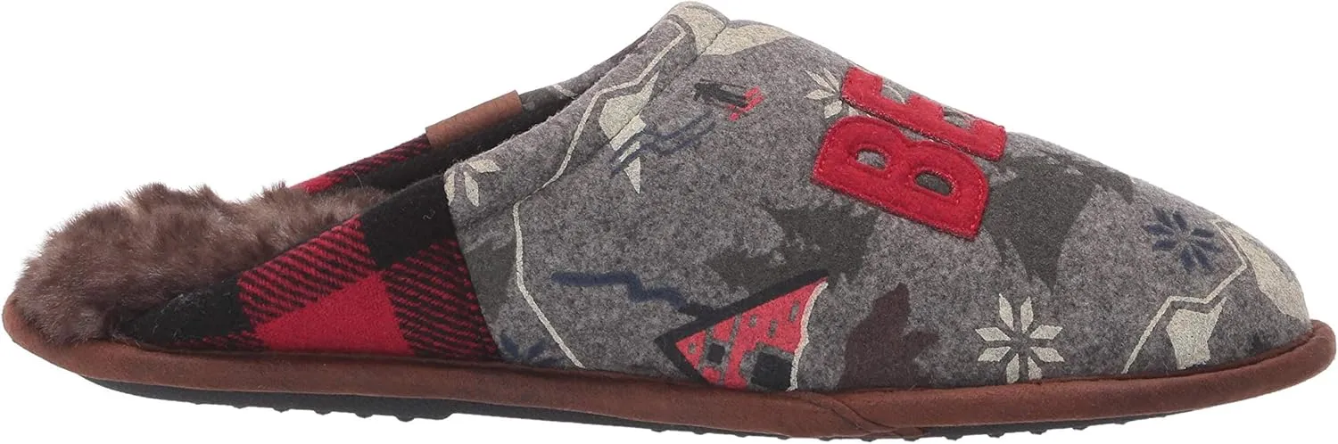 Dearfoams Women's Alpine Print Family Mood Bear Scuff Slipper