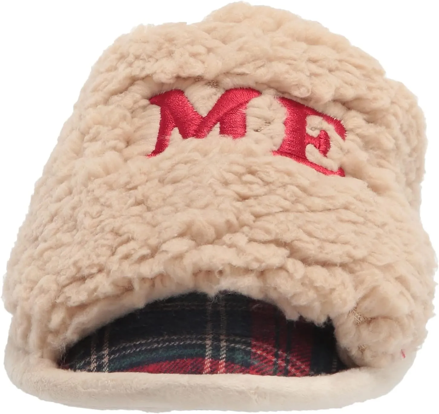 Dearfoams Women's Lane Giftable Holiday Slide with Novelty Sayings Applique Slipper