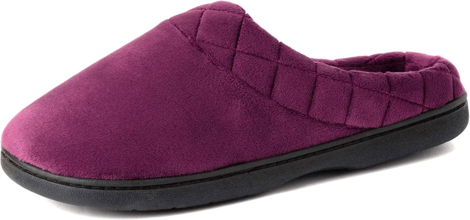 Dearfoams Women's Memory Foam Indoor Outdoor Darcy Velour Clog House Slipper with Wide Widths