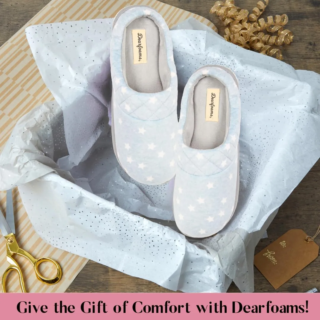 Dearfoams Women's Memory Foam Indoor Outdoor Darcy Velour Clog House Slipper with Wide Widths