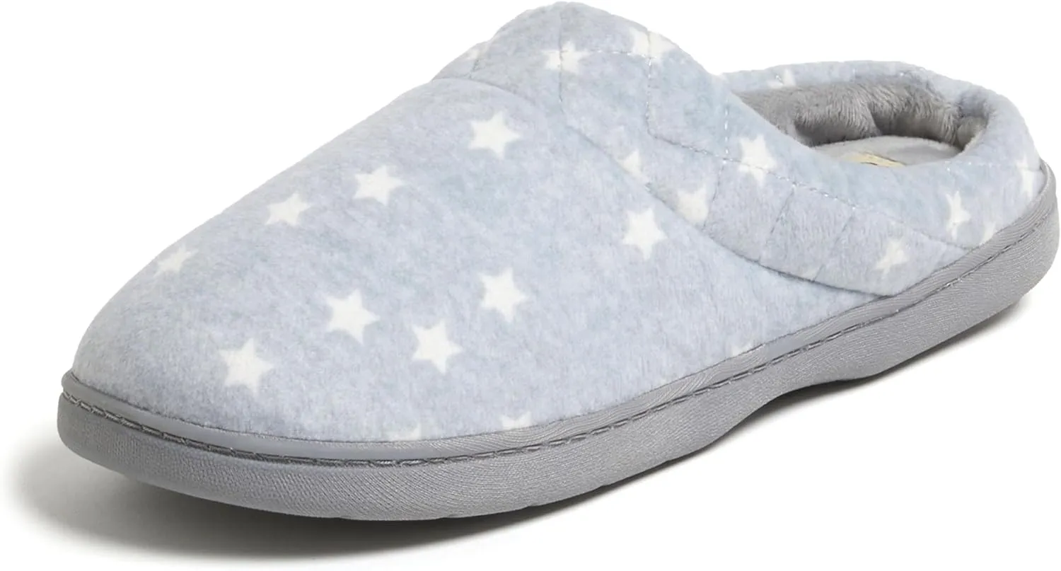 Dearfoams Women's Memory Foam Indoor Outdoor Darcy Velour Clog House Slipper with Wide Widths