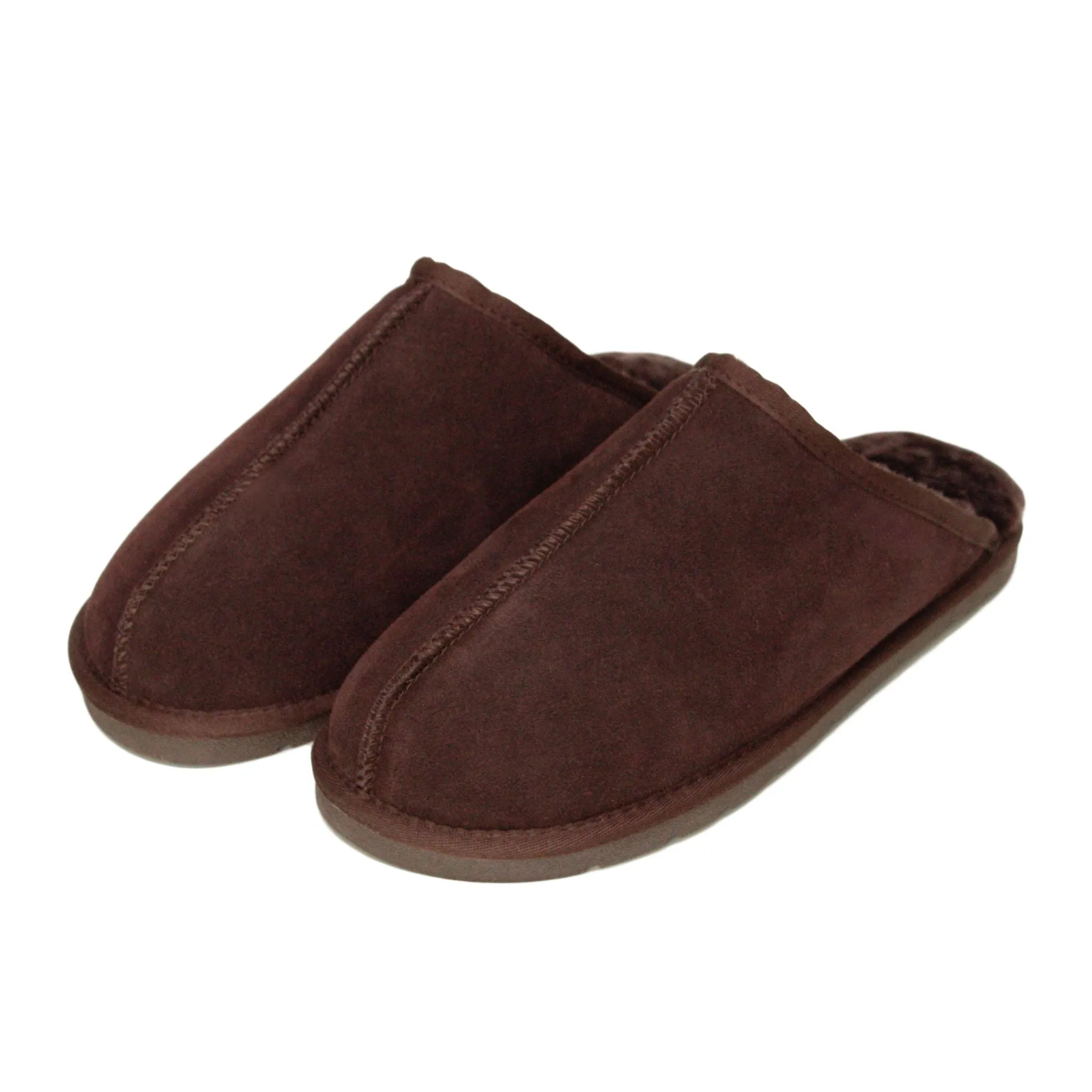 Deluxe Mens 'Michael' Sheepskin Slipper Mule - Chocolate