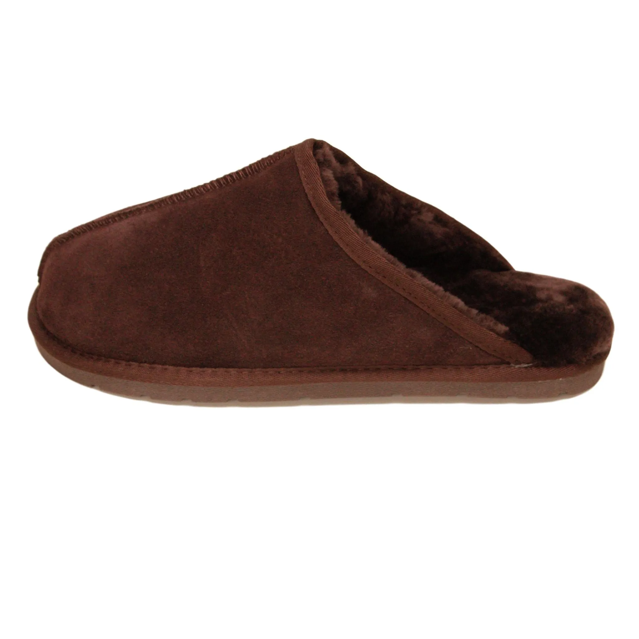 Deluxe Mens 'Michael' Sheepskin Slipper Mule - Chocolate
