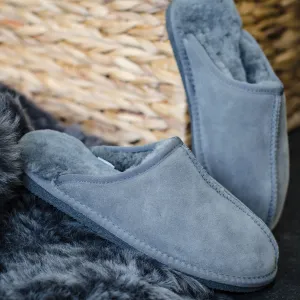Deluxe Mens 'Michael' Sheepskin Slipper Mule - Dark Grey