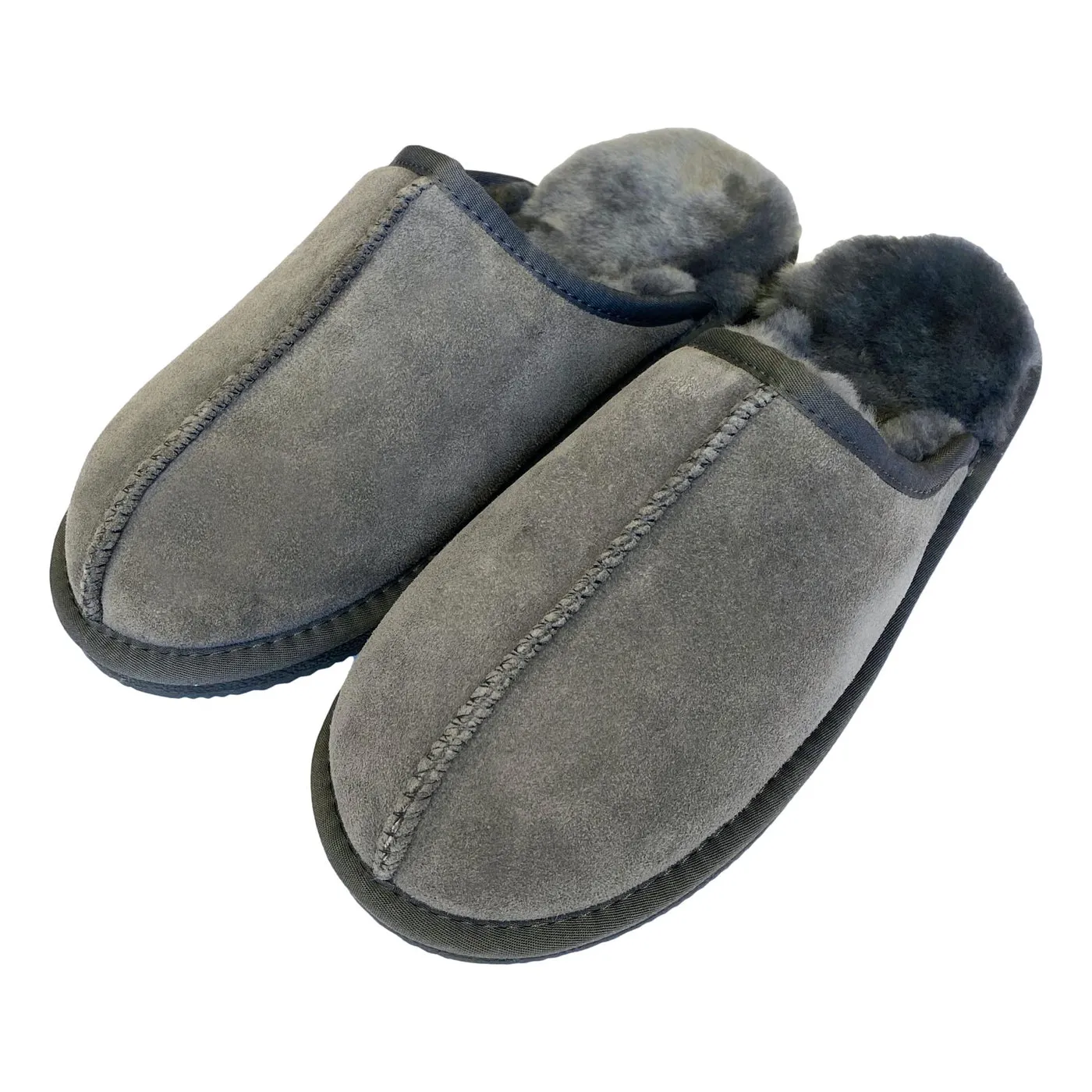 Deluxe Mens 'Michael' Sheepskin Slipper Mule - Dark Grey