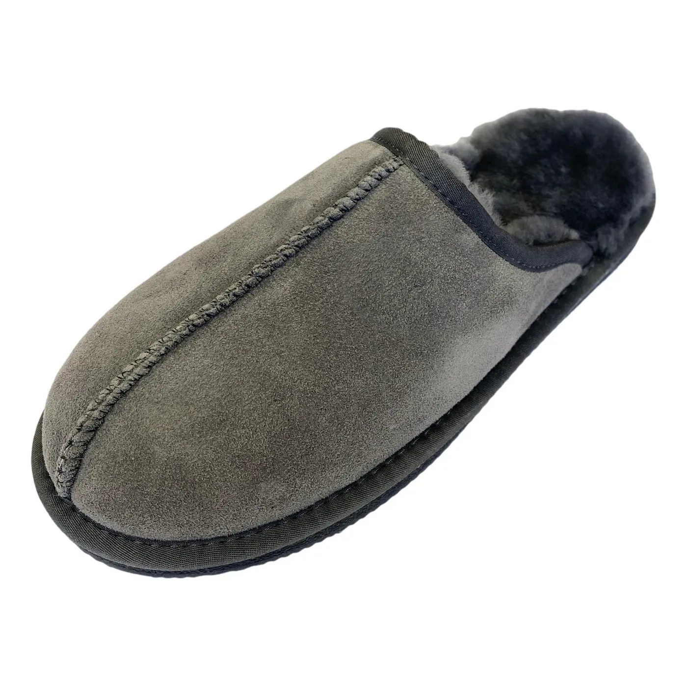 Deluxe Mens 'Michael' Sheepskin Slipper Mule - Dark Grey