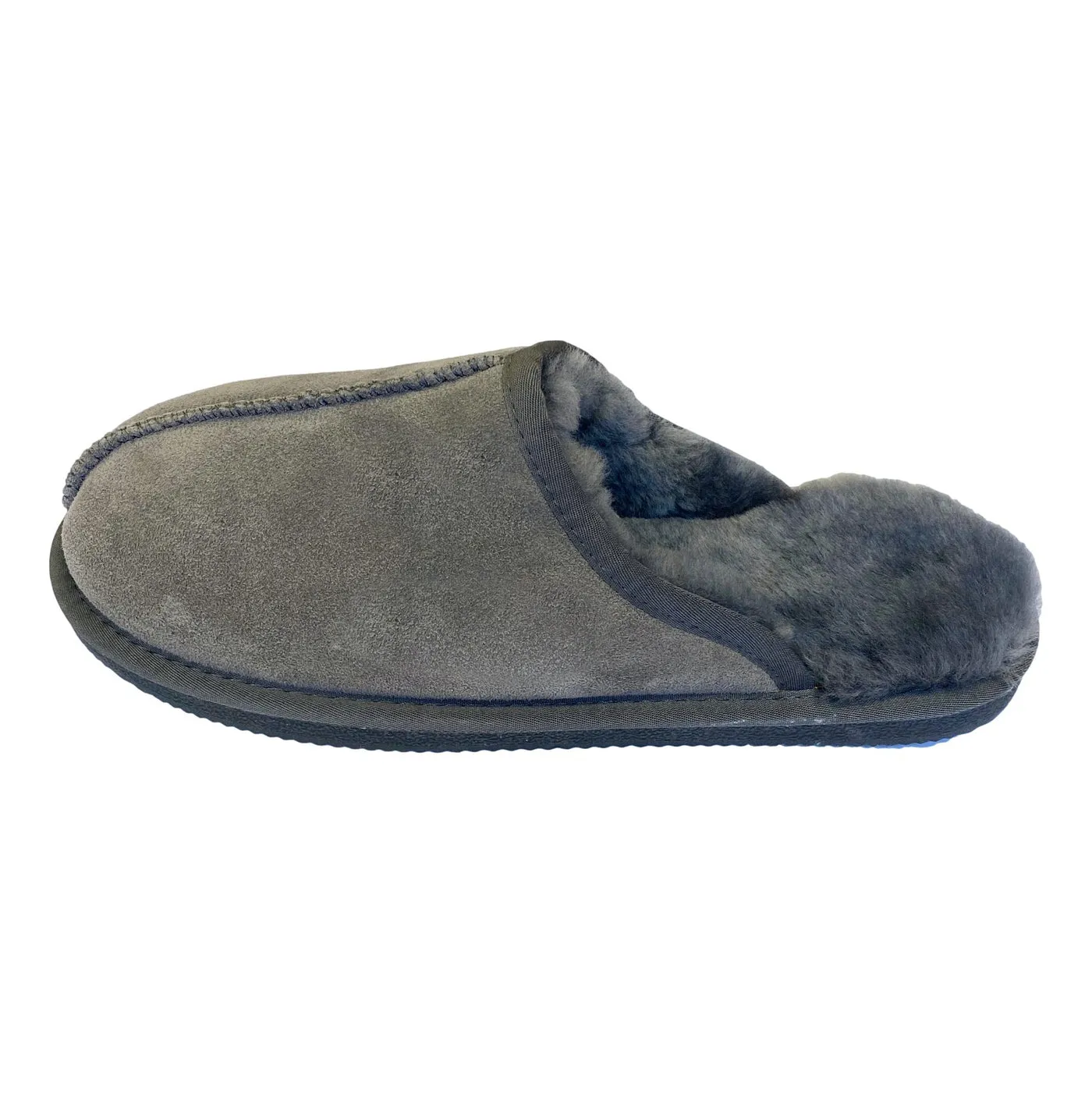 Deluxe Mens 'Michael' Sheepskin Slipper Mule - Dark Grey