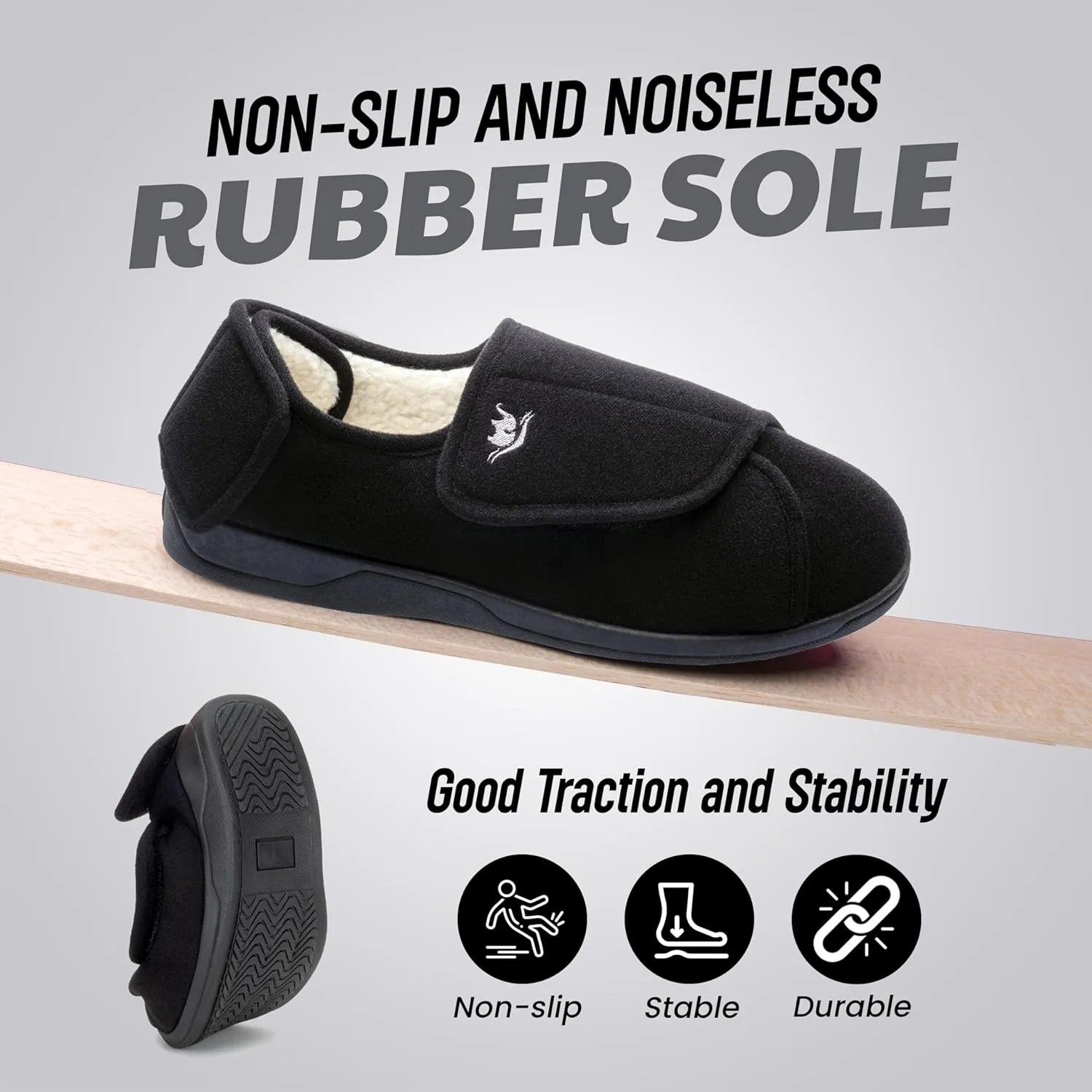 Diabetic Slippers Women, Lymphedema Shoes, Edema Shoes Swollen Feet, Indoor and Outdoor Hook and Loop, Non Slip House Shoes