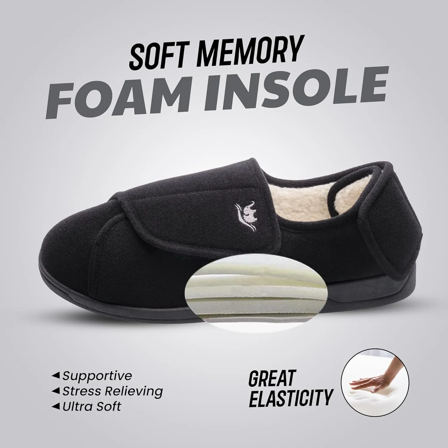 Diabetic Slippers Women, Lymphedema Shoes, Edema Shoes Swollen Feet, Indoor and Outdoor Hook and Loop, Non Slip House Shoes
