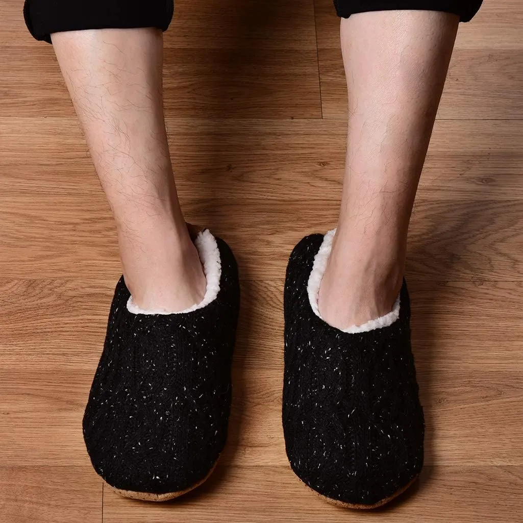 DICUIRD Mens Slipper Socks With Non Skid Bottoms, Warm Slipper Socks With Grippers For Men, Fuzzy House Knit Slippers