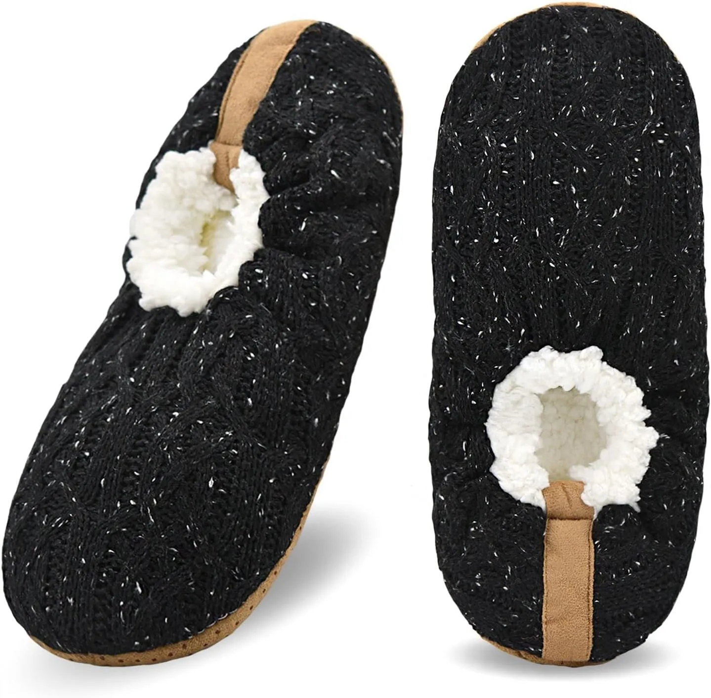 DICUIRD Mens Slipper Socks With Non Skid Bottoms, Warm Slipper Socks With Grippers For Men, Fuzzy House Knit Slippers