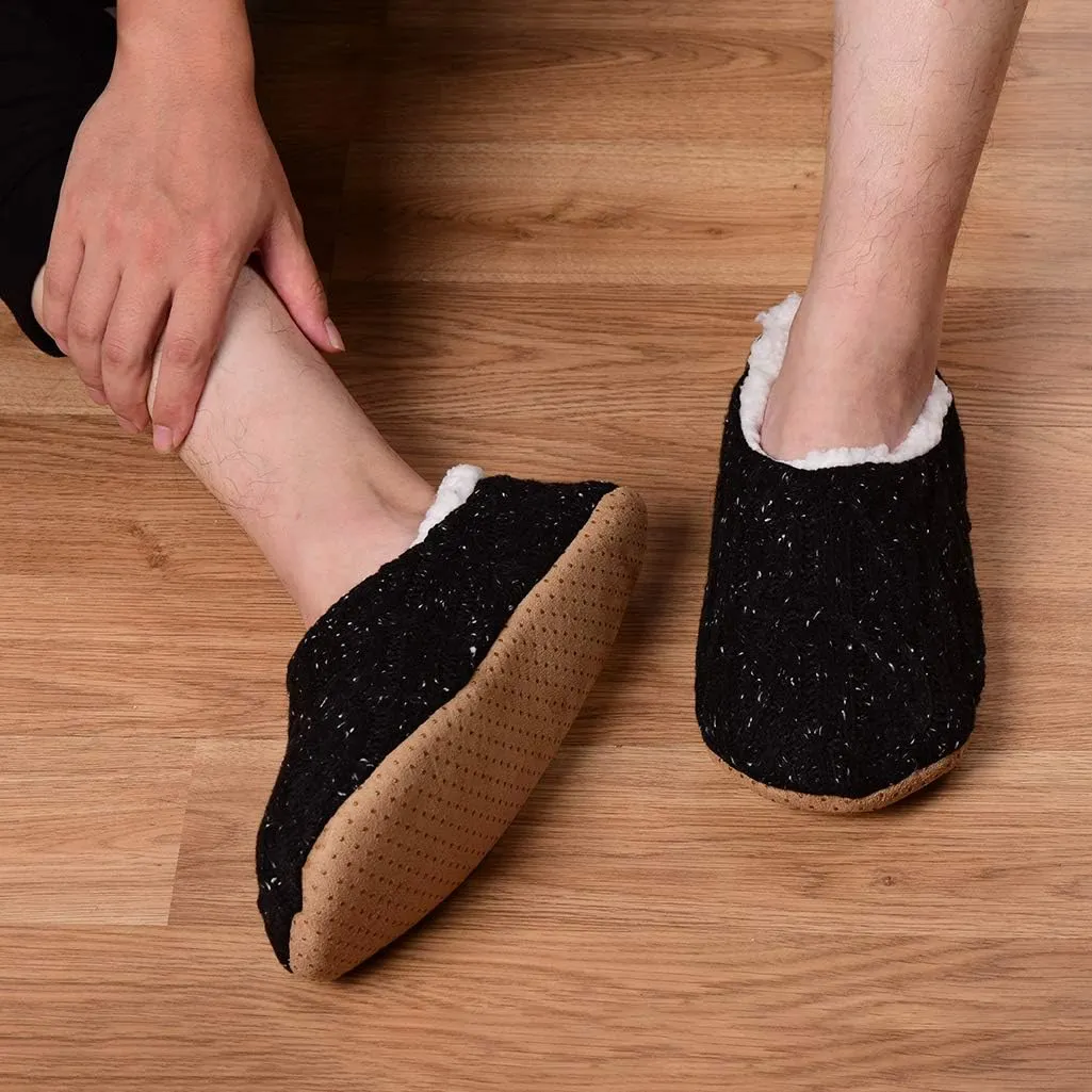 DICUIRD Mens Slipper Socks With Non Skid Bottoms, Warm Slipper Socks With Grippers For Men, Fuzzy House Knit Slippers