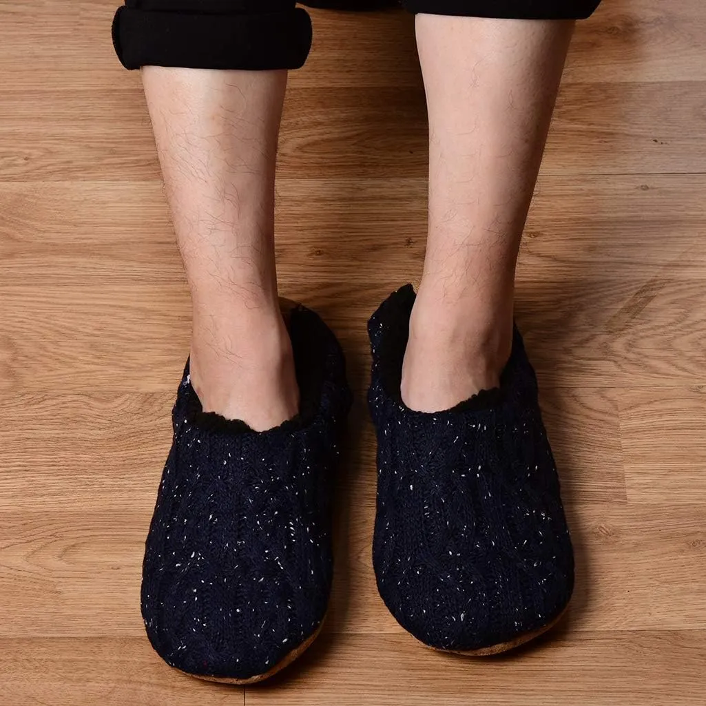 DICUIRD Mens Slipper Socks With Non Skid Bottoms, Warm Slipper Socks With Grippers For Men, Fuzzy House Knit Slippers