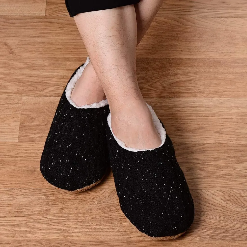 DICUIRD Mens Slipper Socks With Non Skid Bottoms, Warm Slipper Socks With Grippers For Men, Fuzzy House Knit Slippers