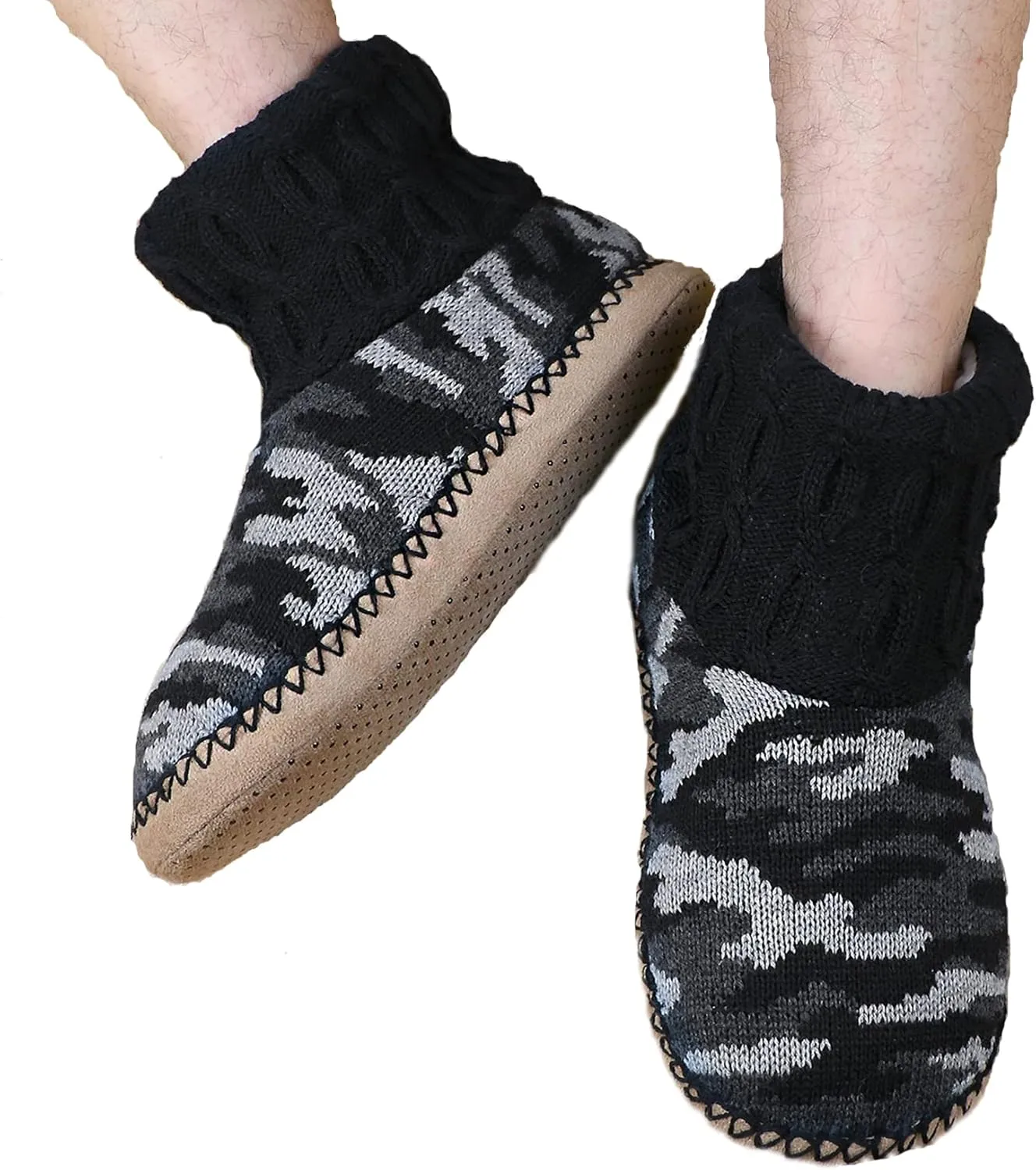 DICUIRD Men's Slippers Socks Autumn Winter Indoor Non-Skid House Slippers