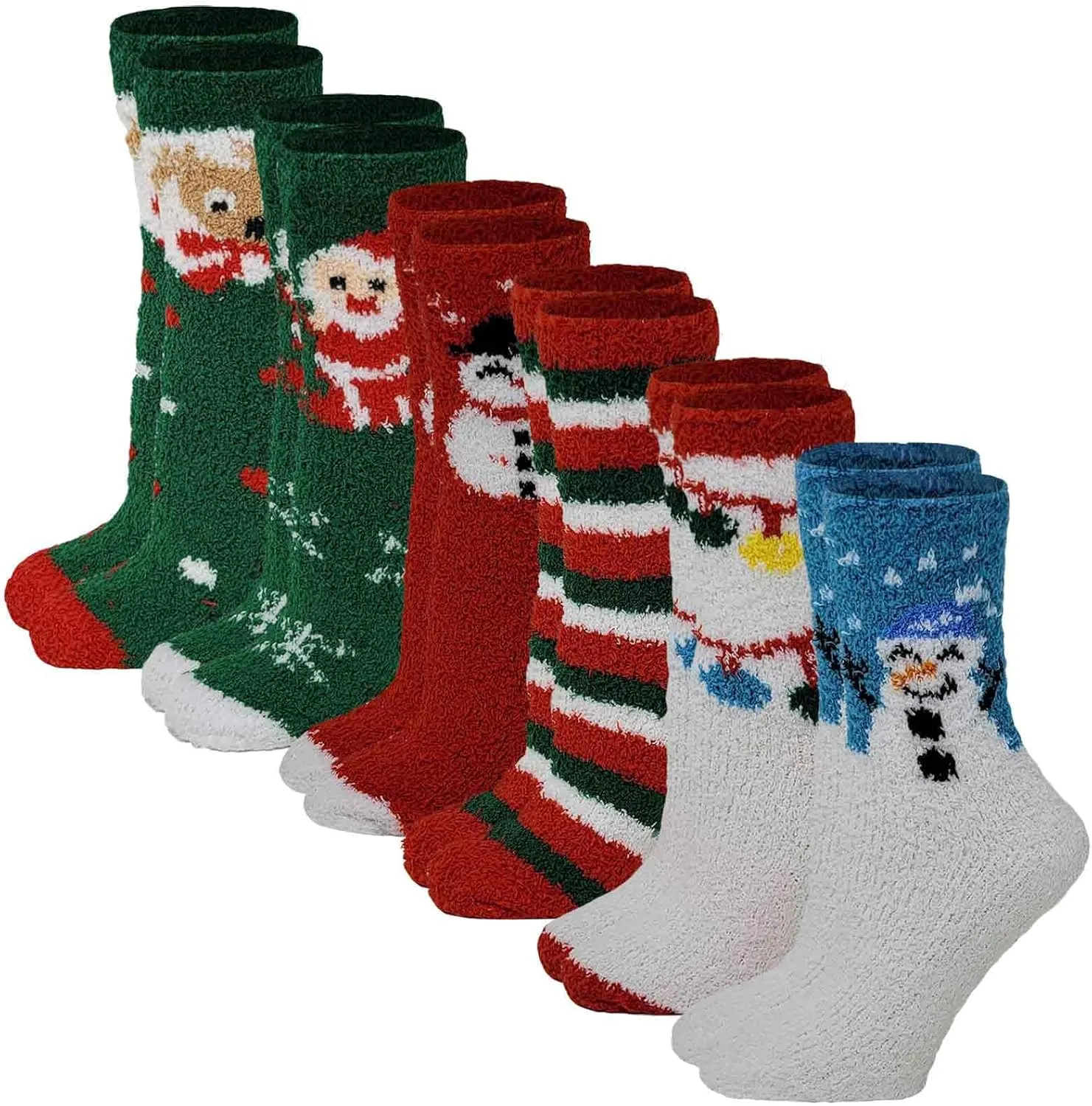 Different Touch 6 Pairs Pack Super Soft Cozy Fuzzy Winter warm Non Skid Hospital home bed Sleeping Slipper Socks